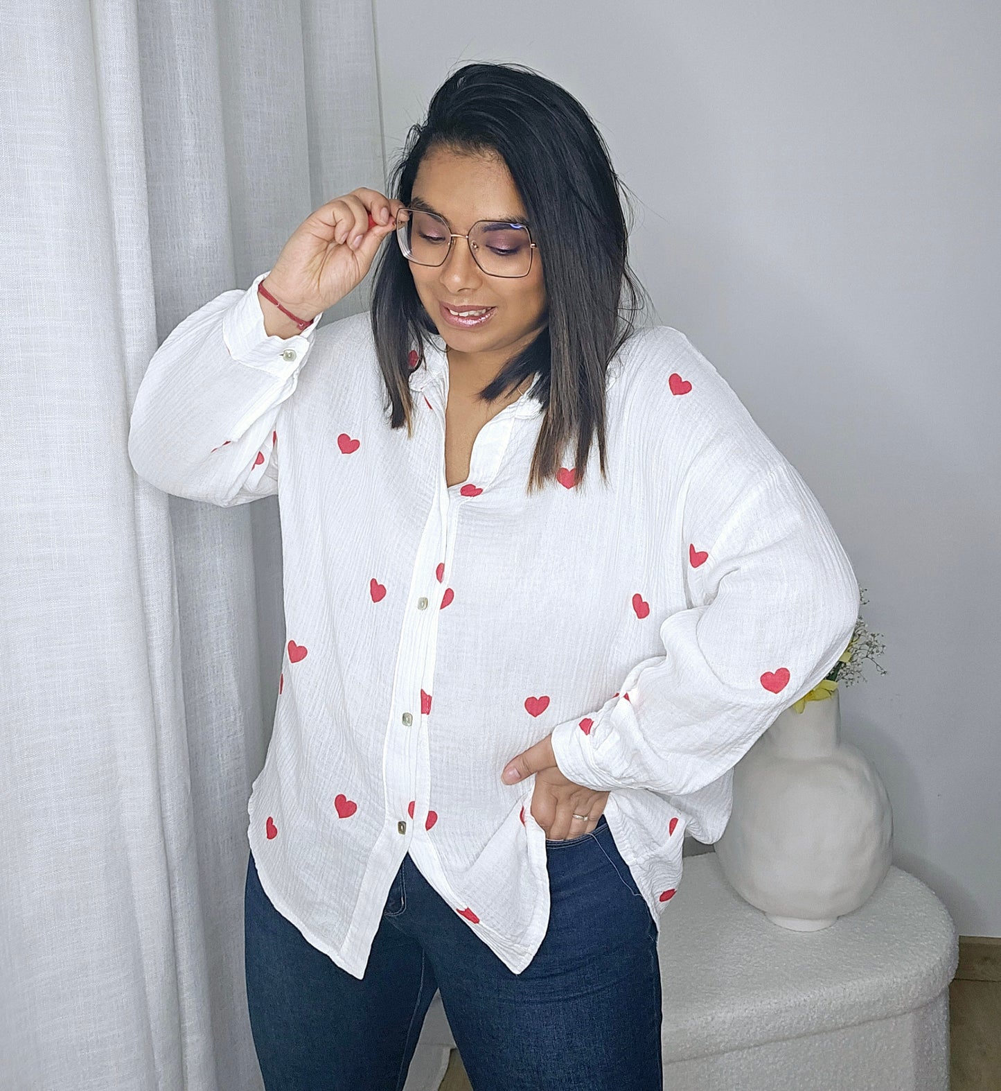 "Douceurs du printemps" - Chemise gaze de coton over size Lova