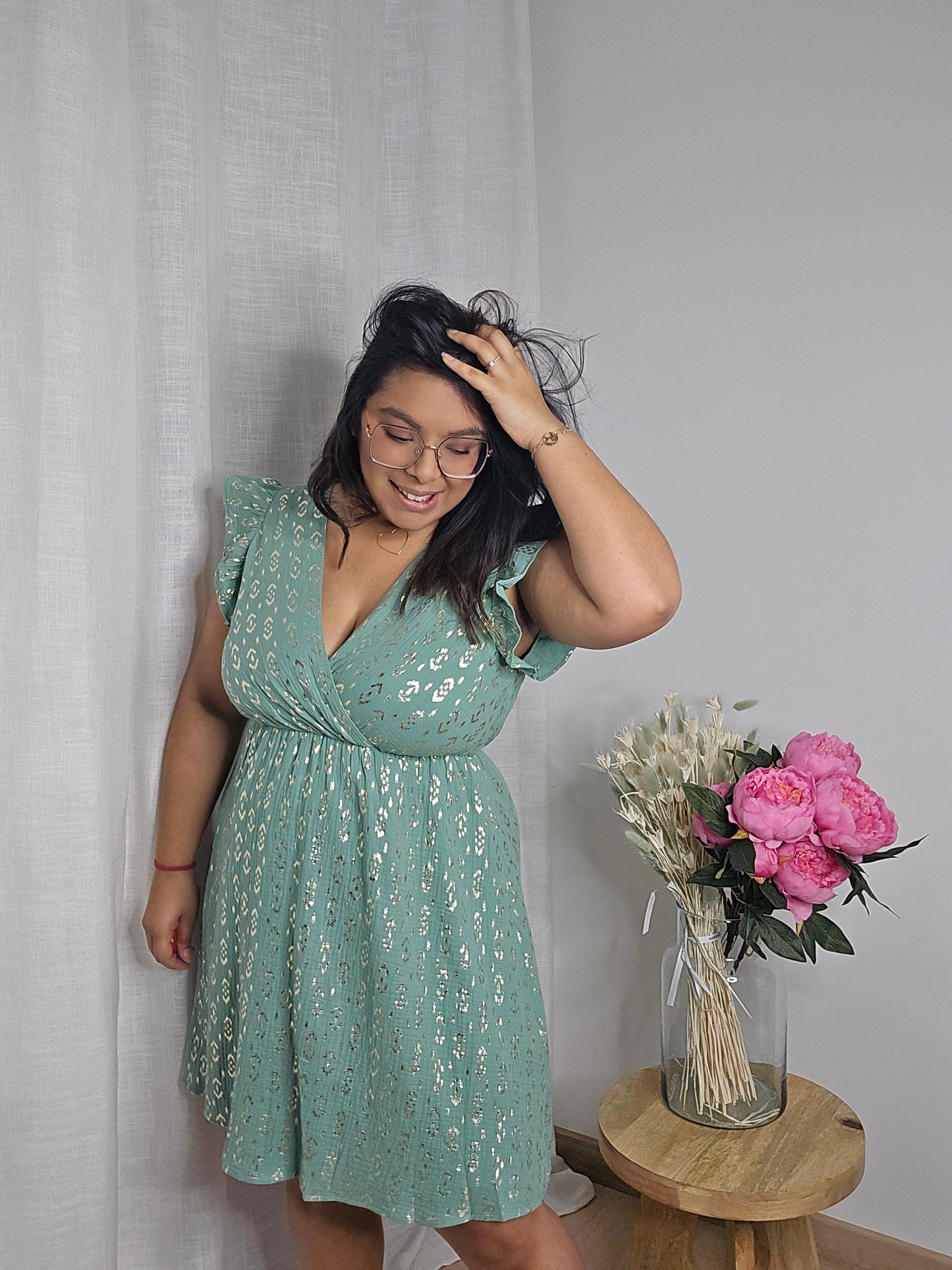 "Les Beaux Jours" - Robe CURVY Oriane vert d'eau