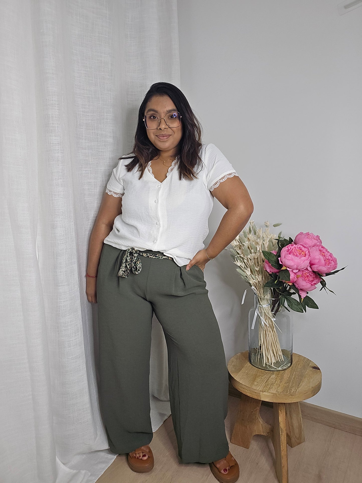 "Les Beaux Jours" - Pantalon CURVY Elsa Kaki