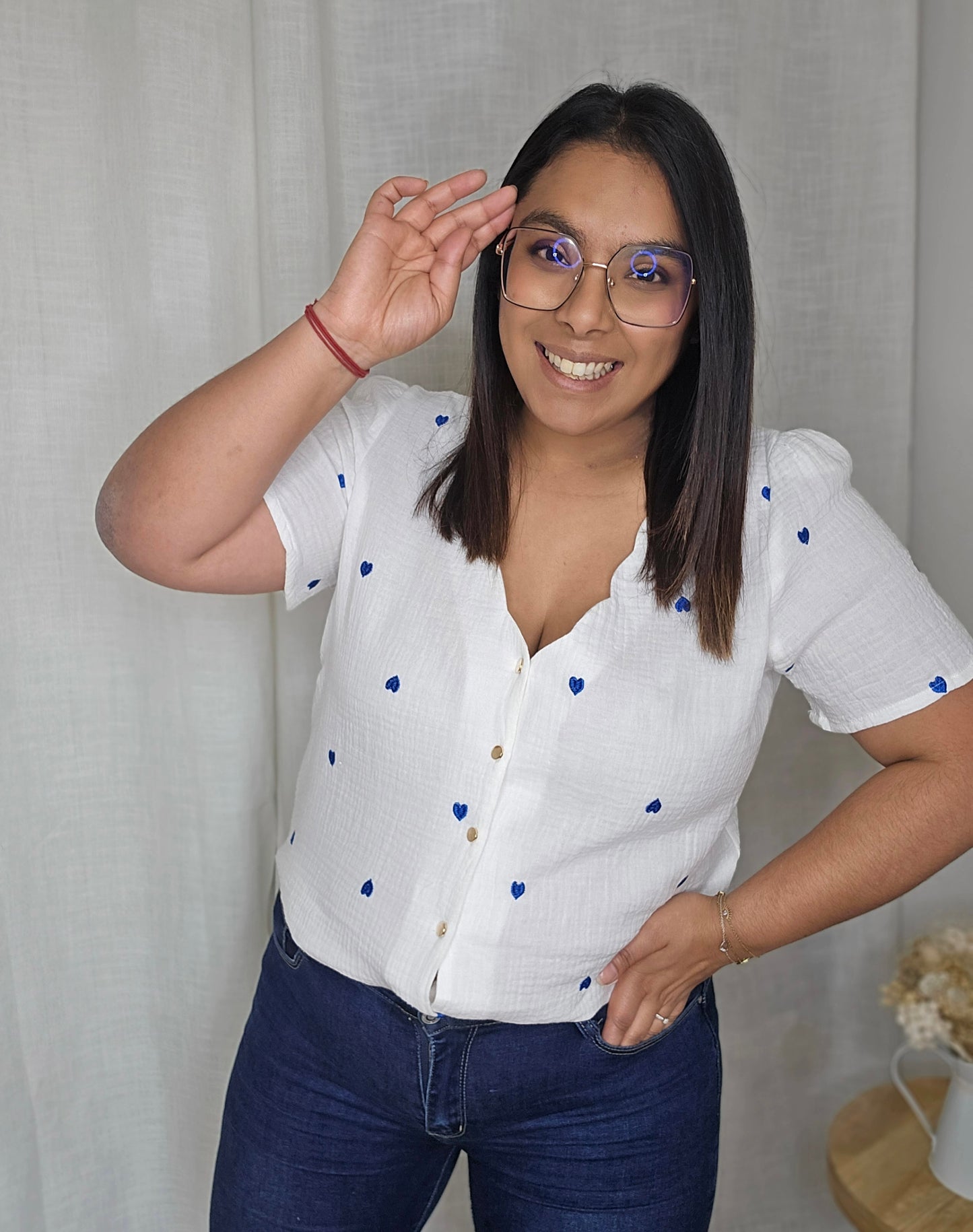 "Tropical Vibes" - Blouse CURVY Cléa - Bleu