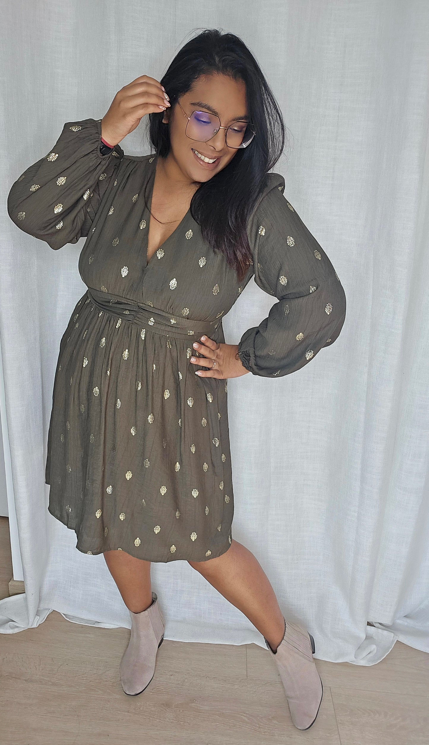 "Vive l'automne" - Robe Raquel CURVY Kaki