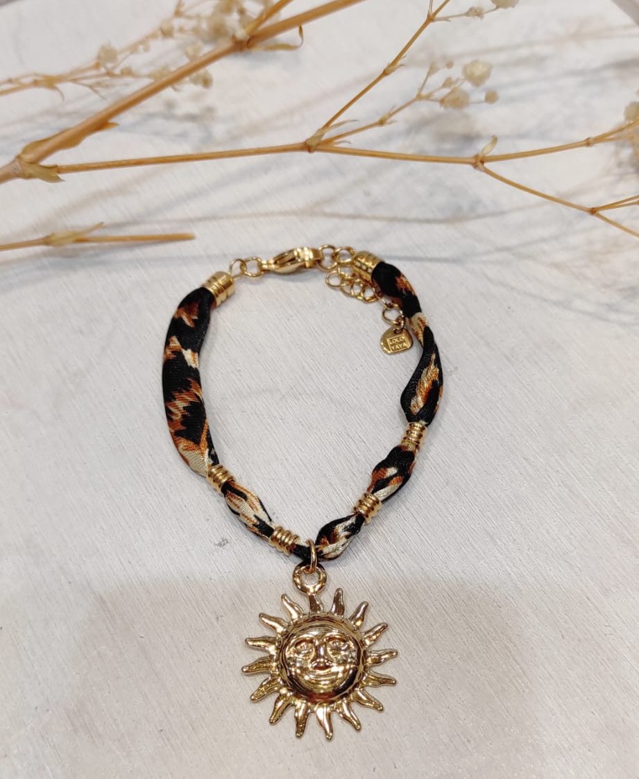 Bracelet ruban léopard soleil