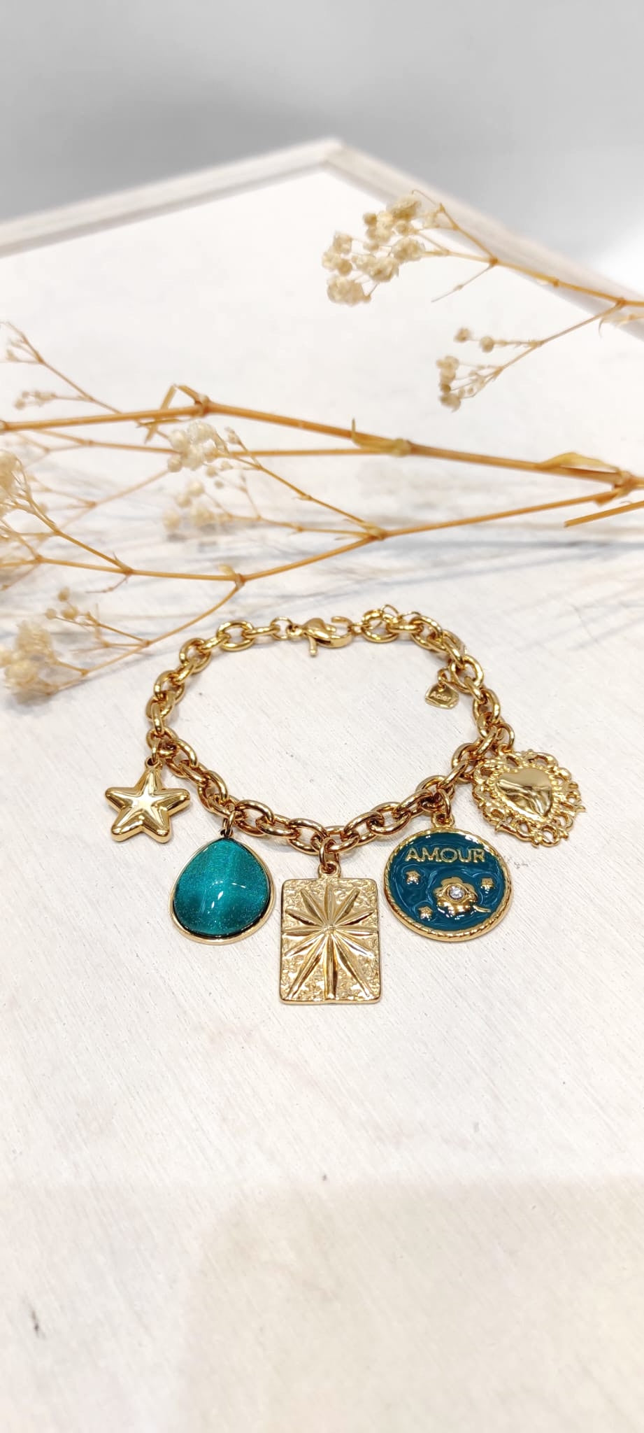 Bracelet breloque "Amour" Bleu