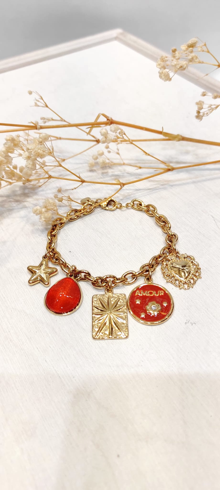 Bracelet breloque "Amour" Rouille