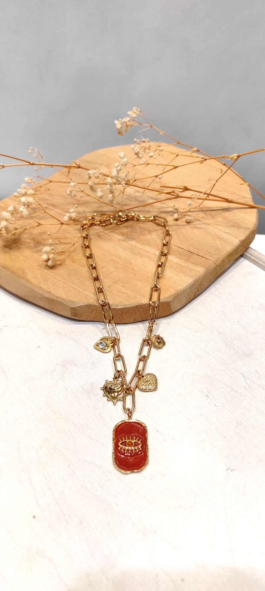 Collier Breloques Œil - Rouille