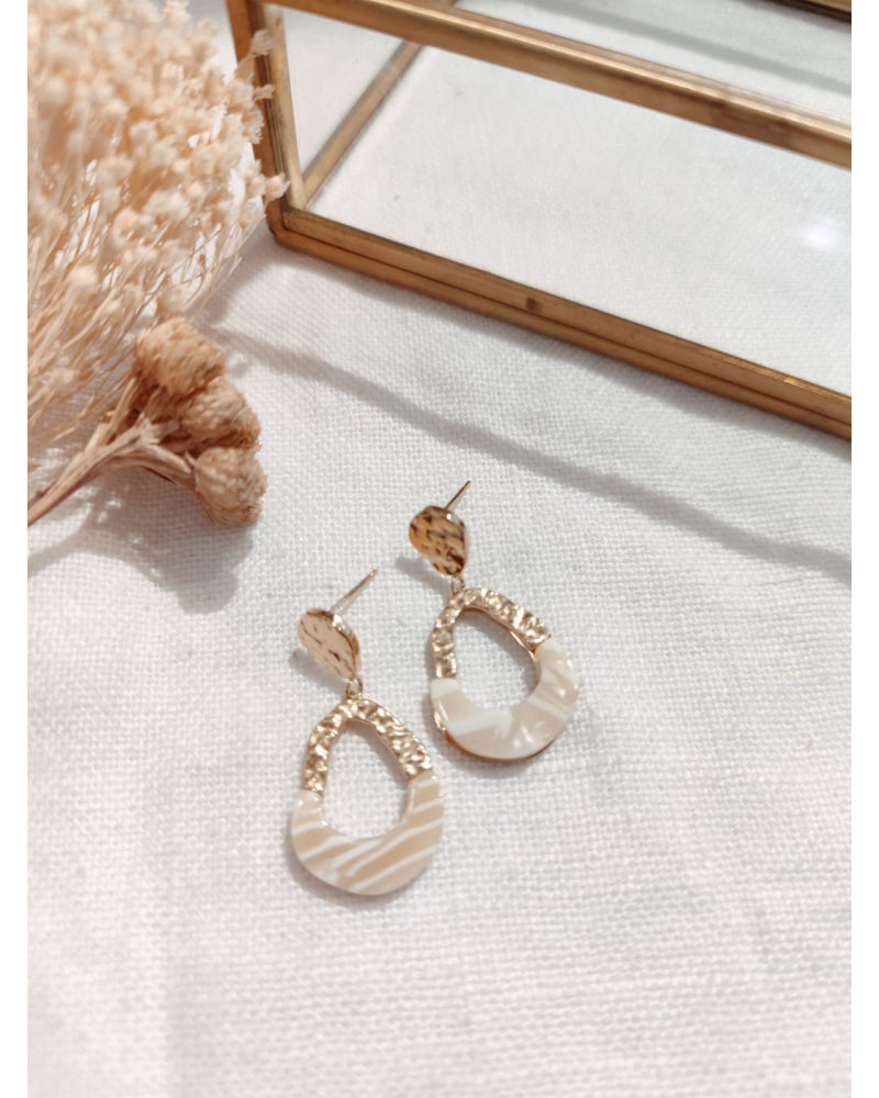 Boucles d'oreilles - Beige et doré