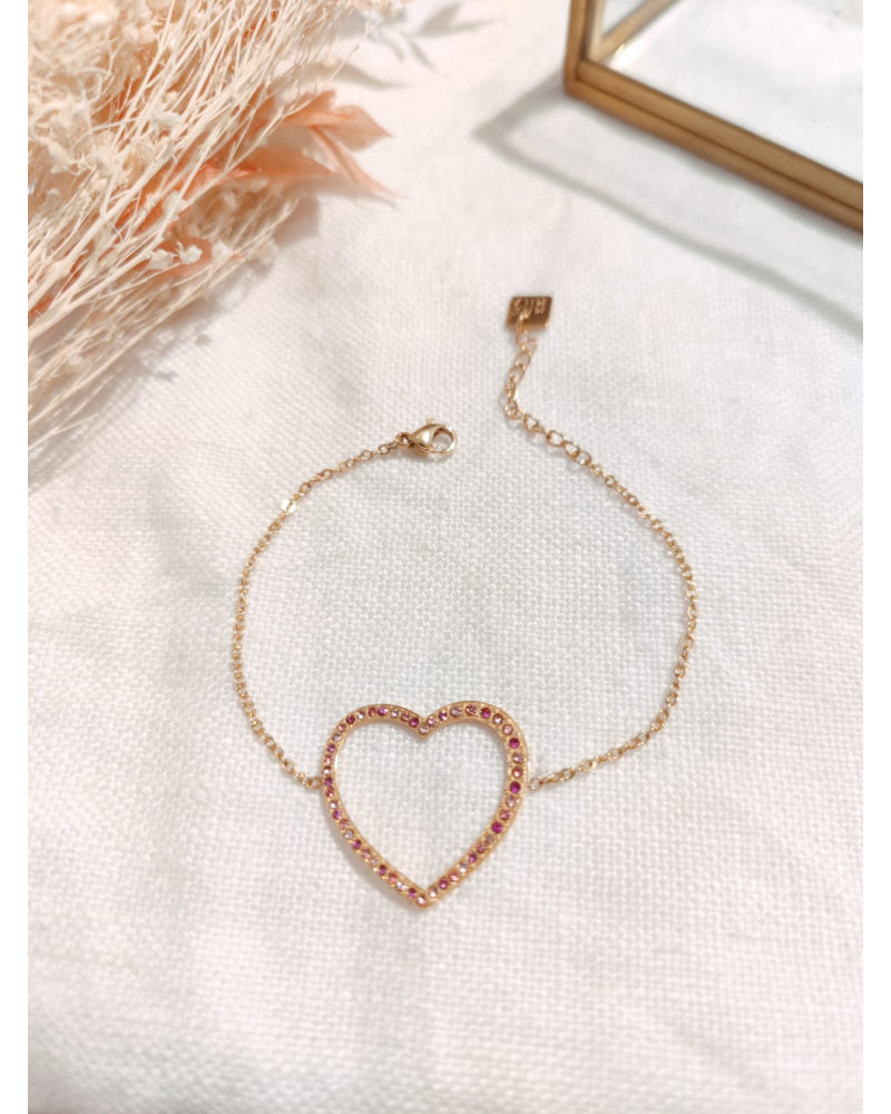 Bracelet cœur strass rose