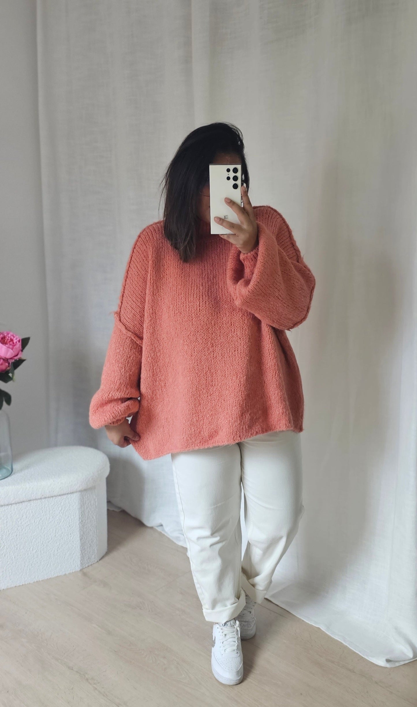 "Amour Gloire et Couleurs" - Pull Oversize Aria Saumon