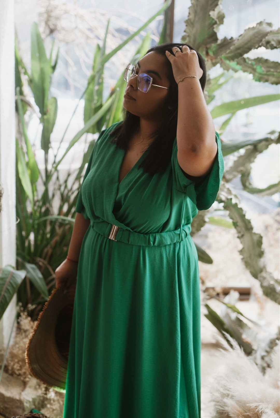 "Le Bonheur du Printemps" - Robe CURVY Arminda Verte