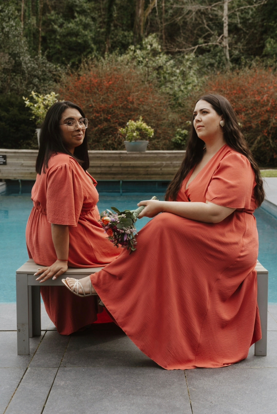 "Le Bonheur du Printemps" - Robe CURVY Arminda Vieux Rose / Terracotta