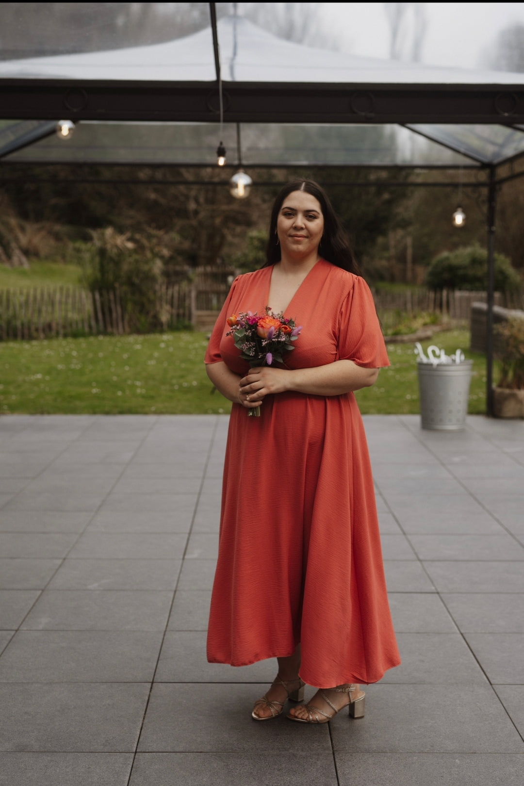 "Le Bonheur du Printemps" - Robe CURVY Arminda Vieux Rose / Terracotta