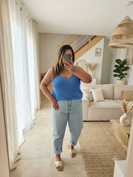 Débardeur CURVY paillettes bleu royal