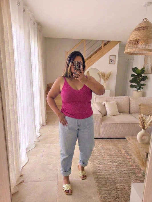 Débardeur CURVY paillettes fuchia