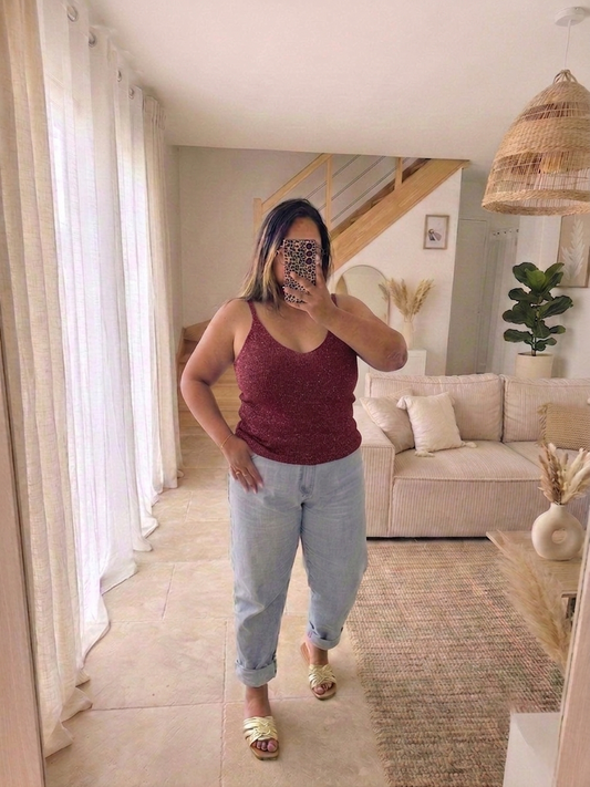 Débardeur CURVY paillettes bordeaux