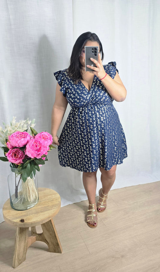 "Les Beaux Jours" - Robe CURVY Oriane bleu marine