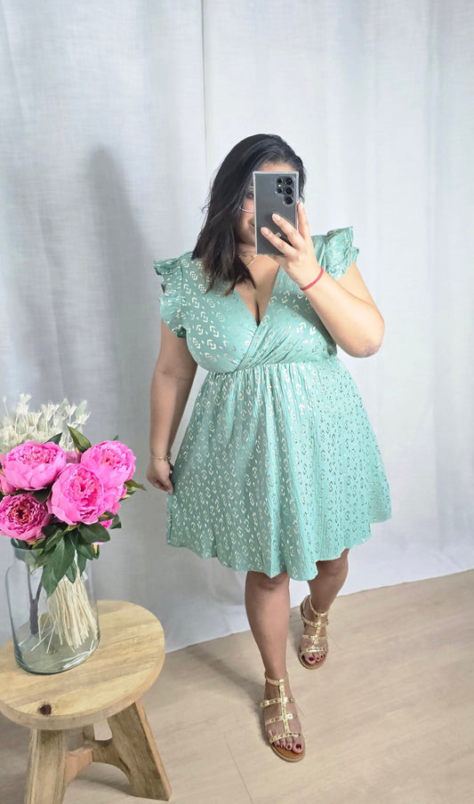 "Les Beaux Jours" - Robe CURVY Oriane vert d'eau