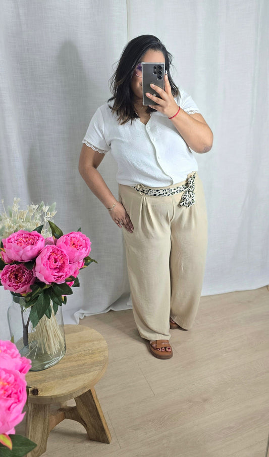 "Les Beaux Jours" - Pantalon CURVY Elsa Beige