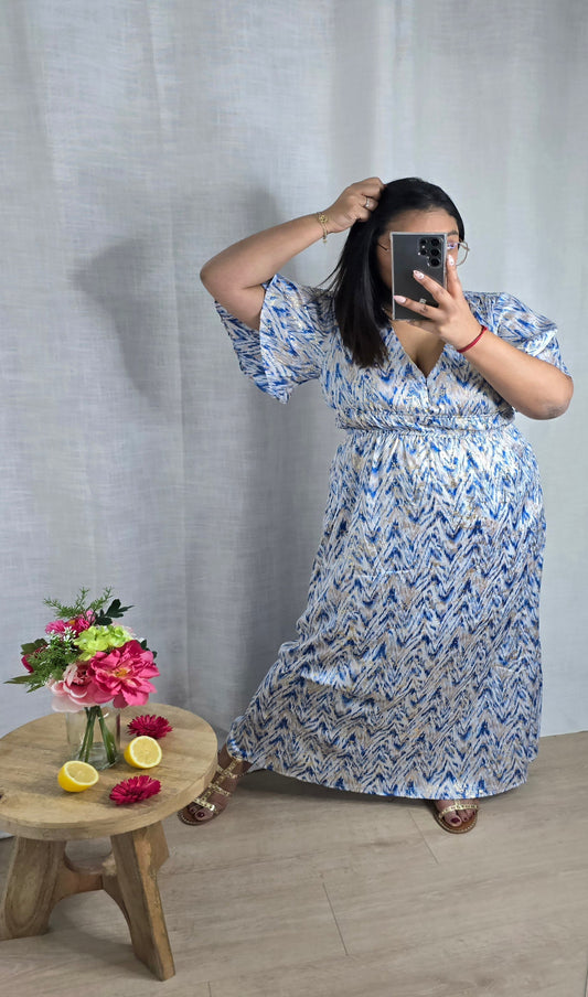 "Garden Party" - Robe CURVY Laina bleu