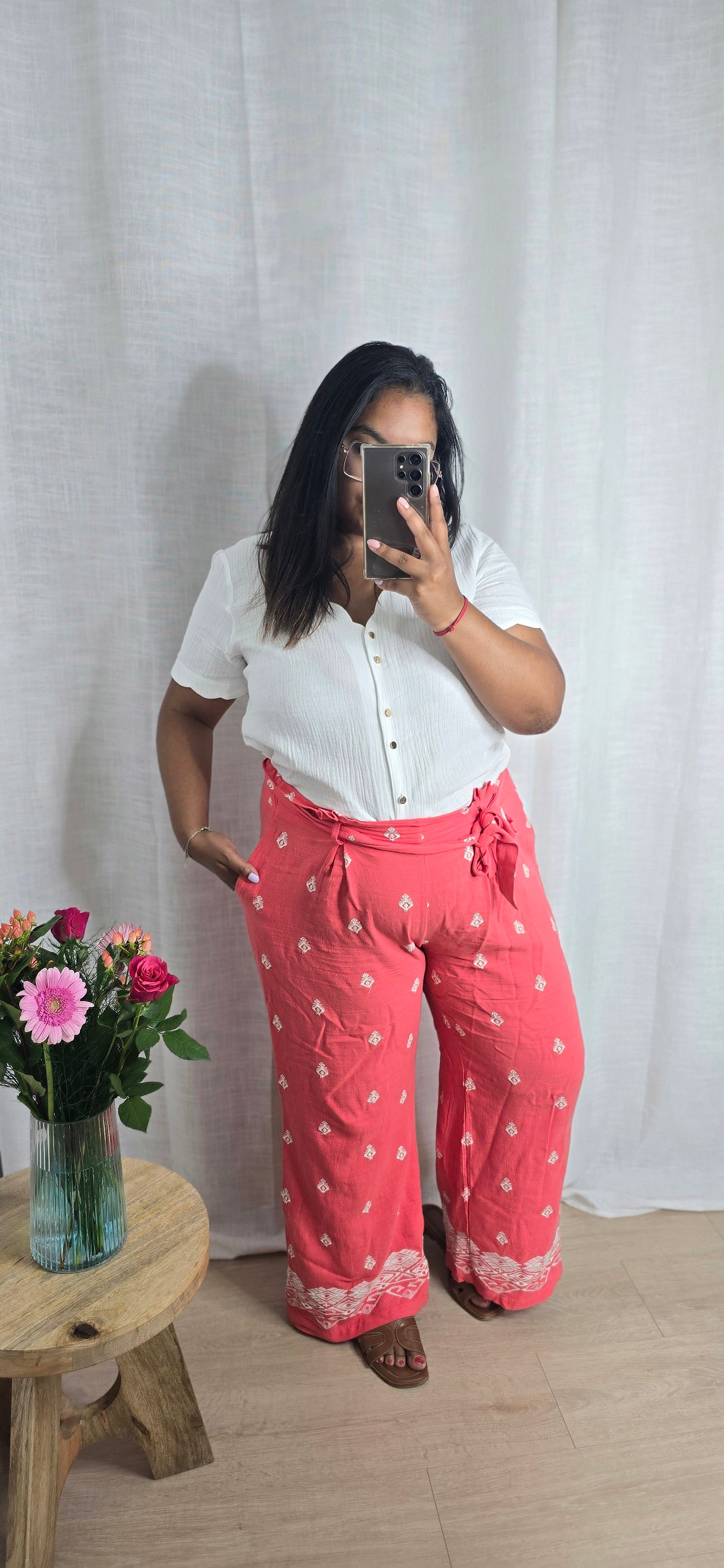 "Un rayon de soleil" - Pantalon CURVY Saura corail