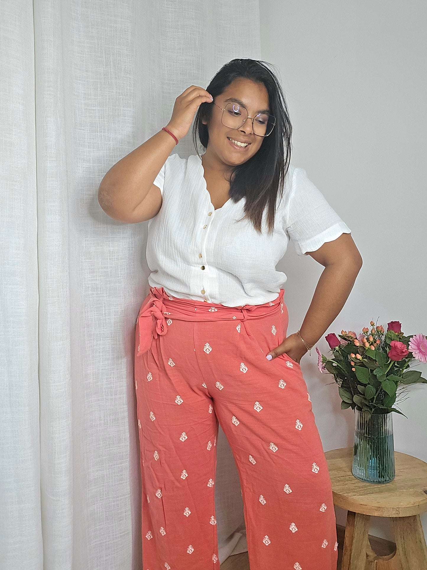 "Un rayon de soleil" - Pantalon Saura corail