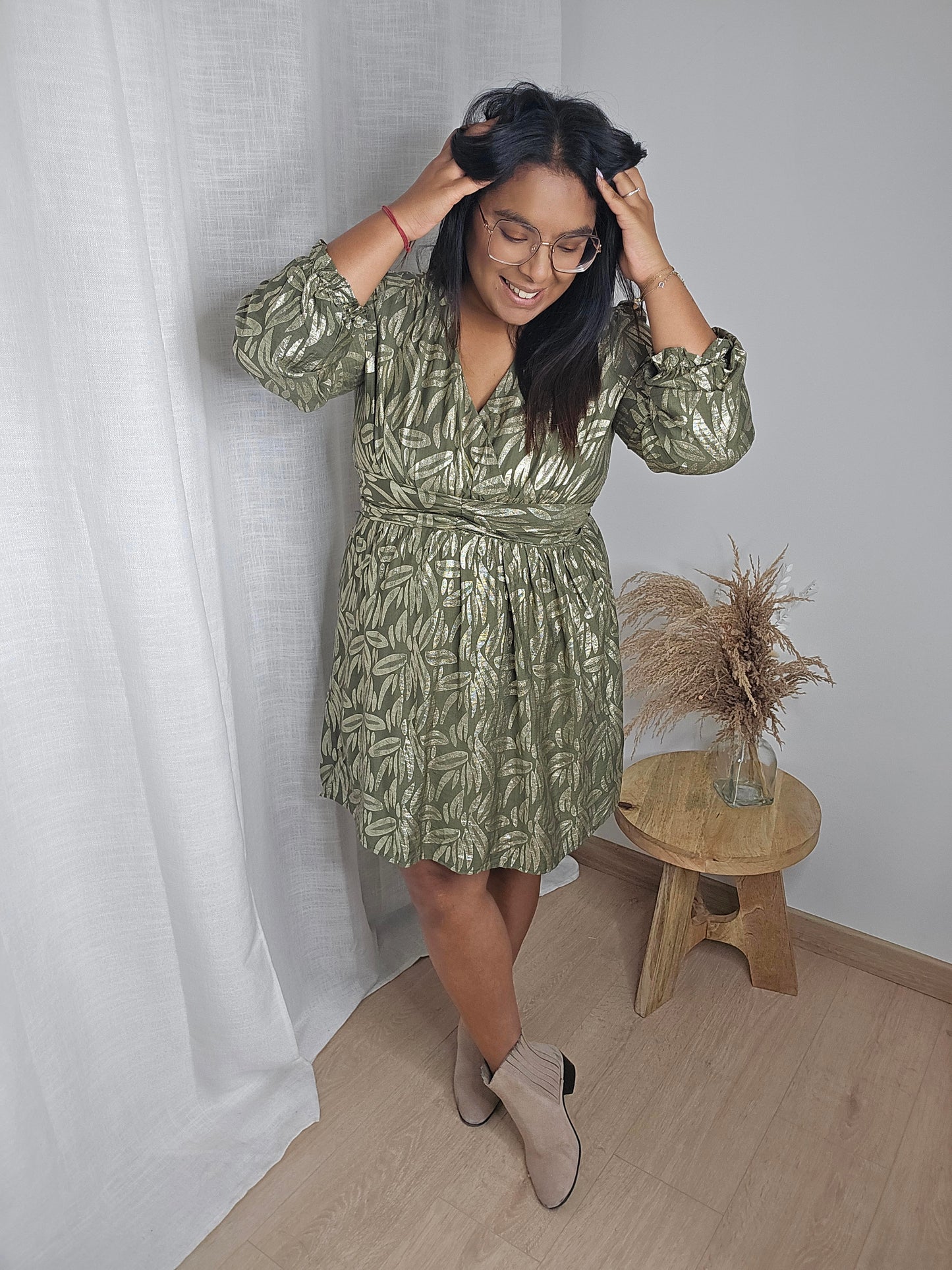 "Douceur naturelle" - Robe CURVY  June Kaki