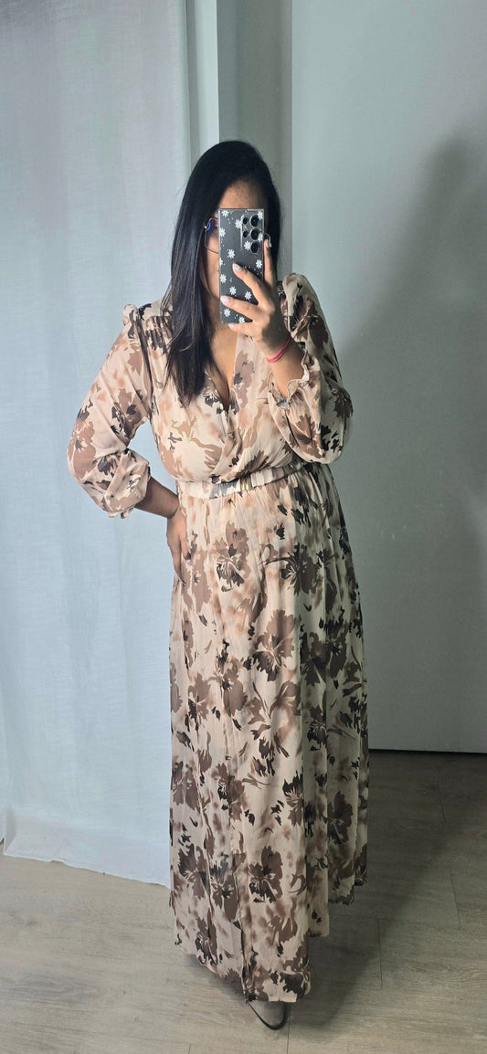 "A la faveur de l'automne" - Robe CURVY Camille Marron