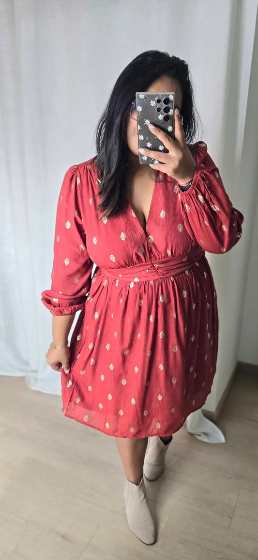 "Vive l'automne" -  Robe Raquel CURVY Brique