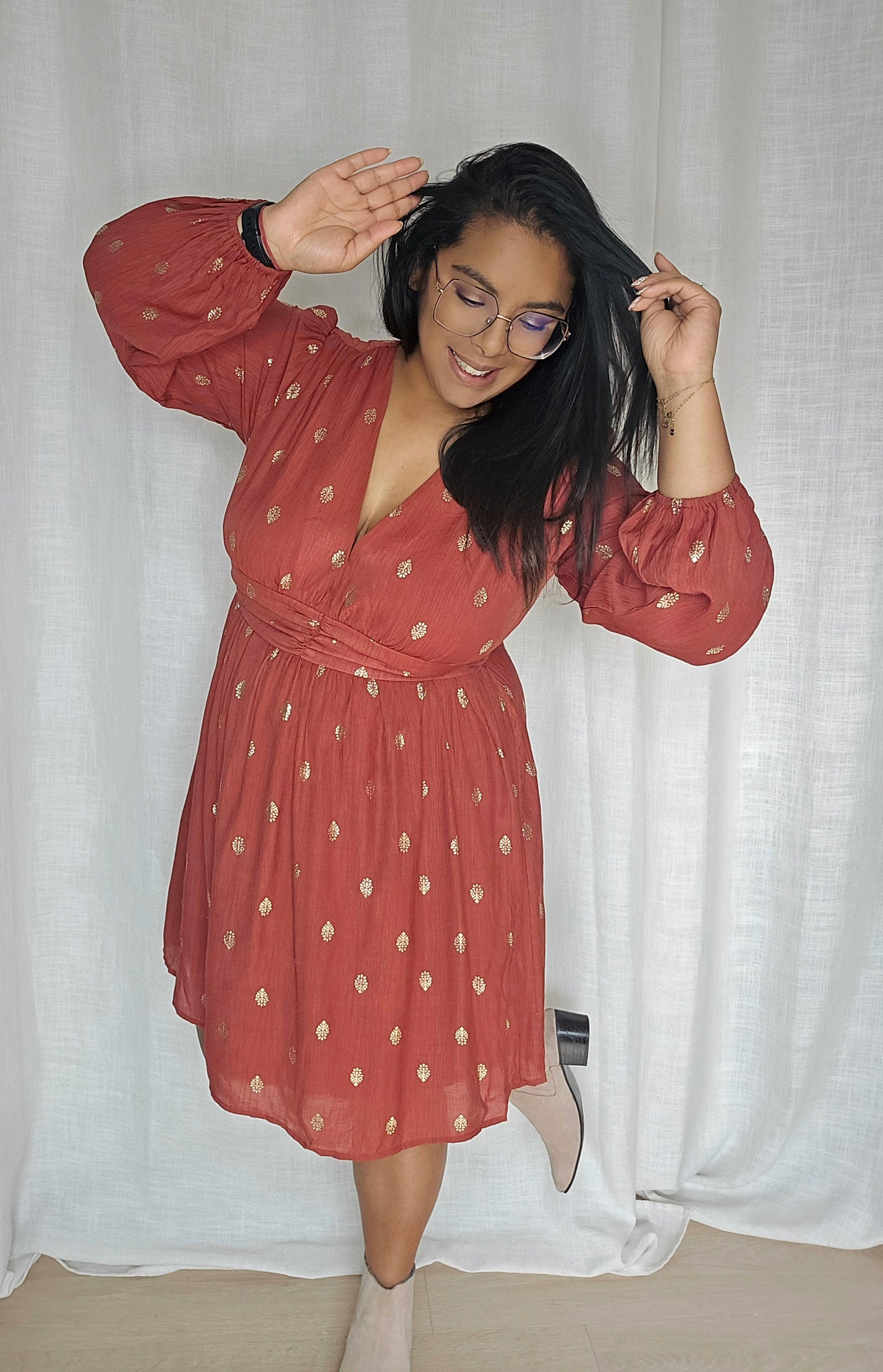 "Vive l'automne" -  Robe Raquel CURVY Brique