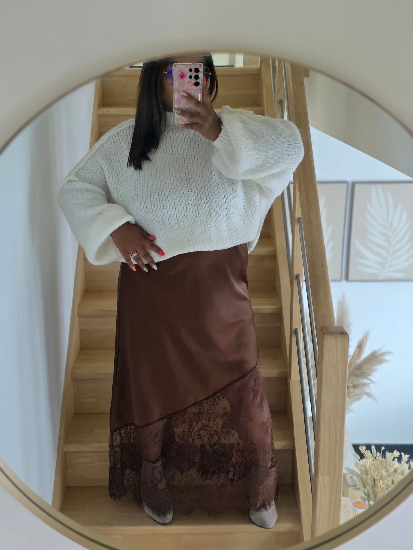 "La Reprise" - Jupe CURVY Odile Marron