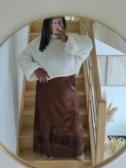 "La Reprise" - Jupe CURVY Odile Marron