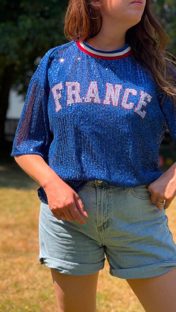 PRECOMMANDE- TSHIRT PAILLETTES FRANCE