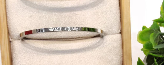 Jonc argent "Mamie je t'aime"