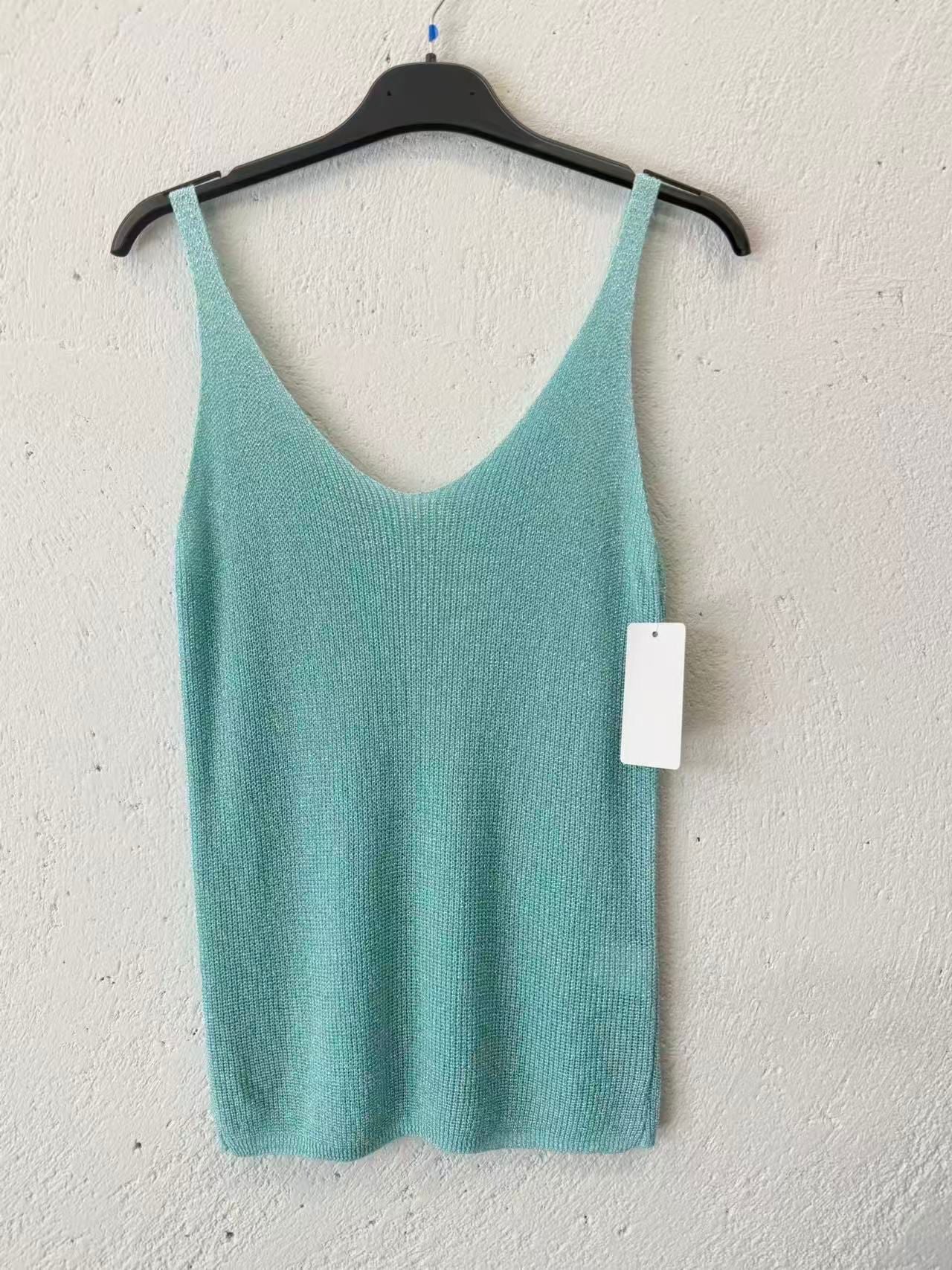 Débardeur paillettes turquoise