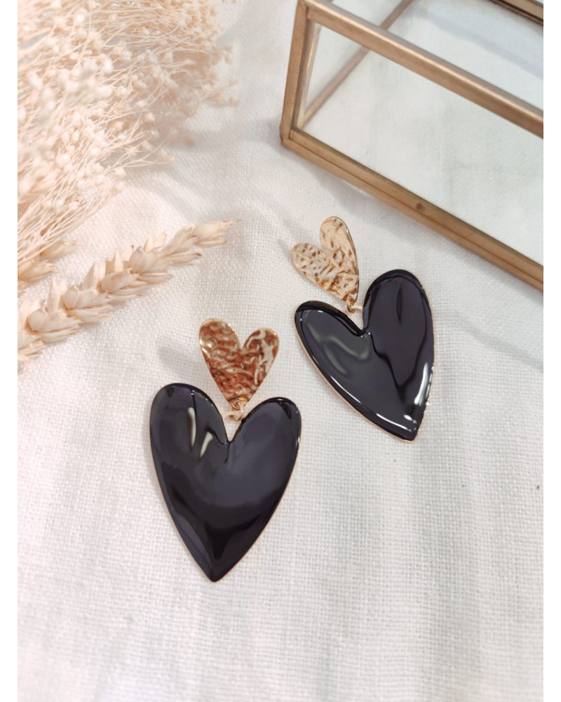 Boucles d'oreilles Amour - Noir