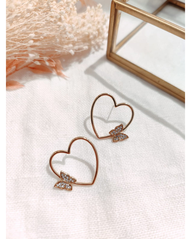 Boucles d'oreilles cœur papillon