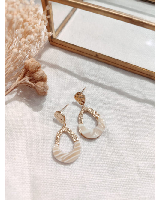 Boucles d'oreilles - Beige et doré