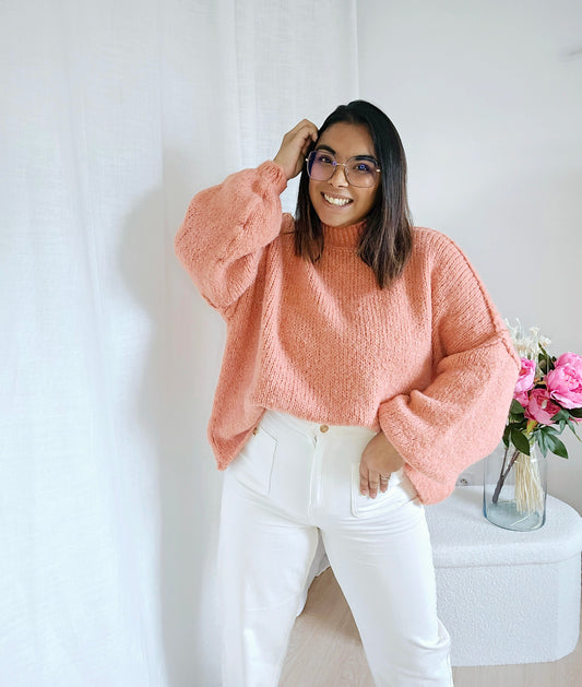 "Amour Gloire et Couleurs" - Pull Oversize Aria Saumon